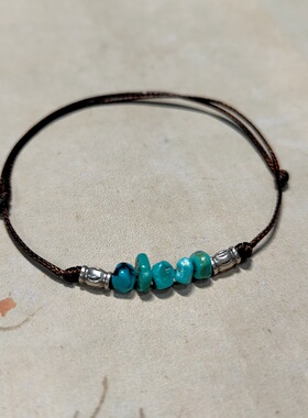 春迟清迈松石925银手绳可调节