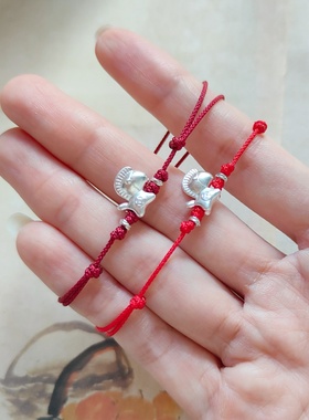 原创简约999纯银马年本命红手绳