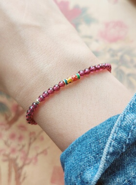 锦鲤上岸紫牙乌酒红手绳手串