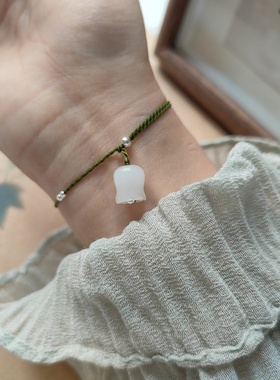 天然岫玉桂花清冷细小女手绳