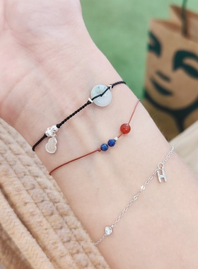 中式复古天然翡翠平安扣葫芦手链