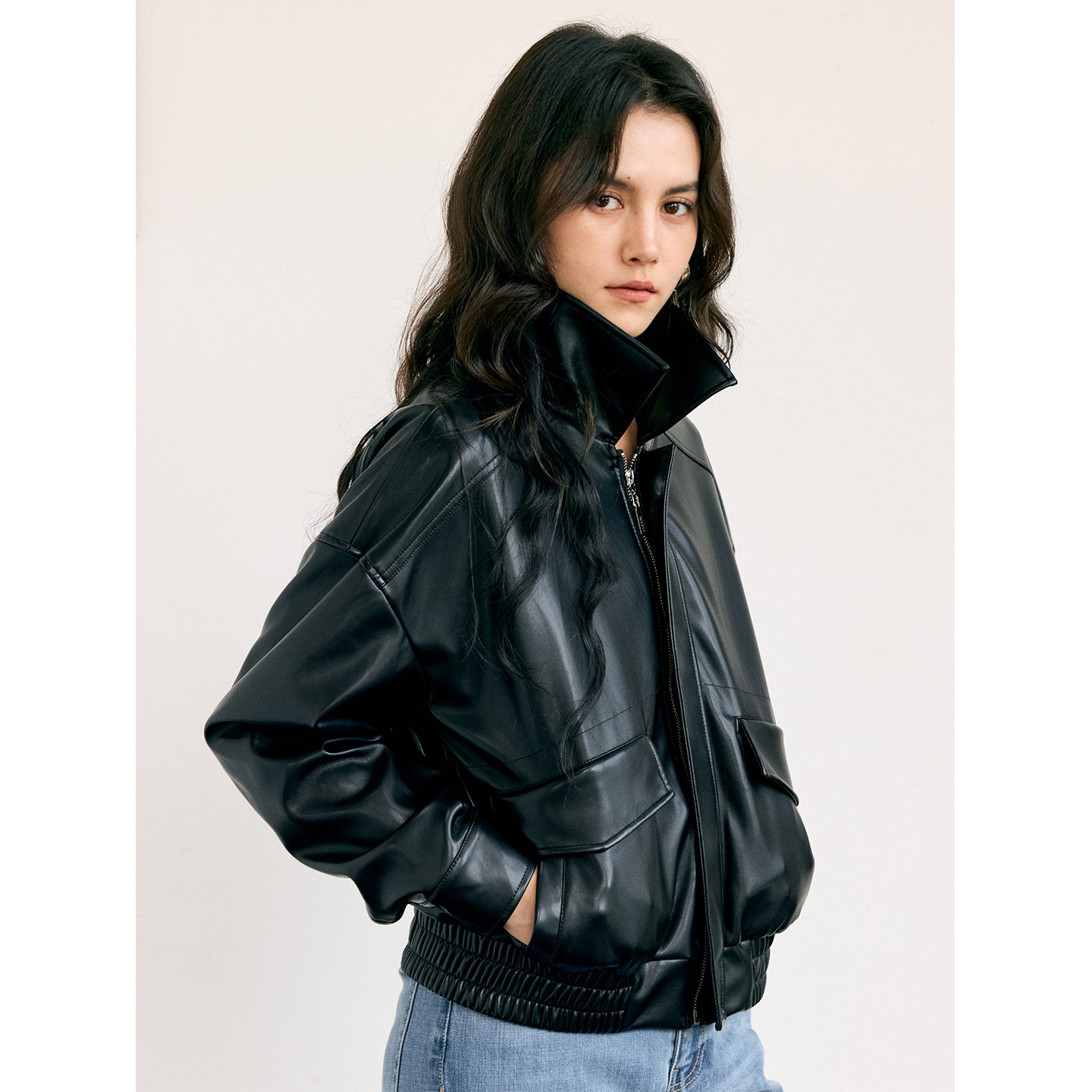 HeyDress棕色皮衣外套女士秋季复古宽松休闲夹克蛋白pu皮气质上衣,淘宝优惠券,粉丝福利购,淘宝优惠卷