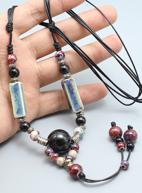 新中式民族风波西米亚蝴蝶项链女吊坠毛衣链挂脖配饰可调节