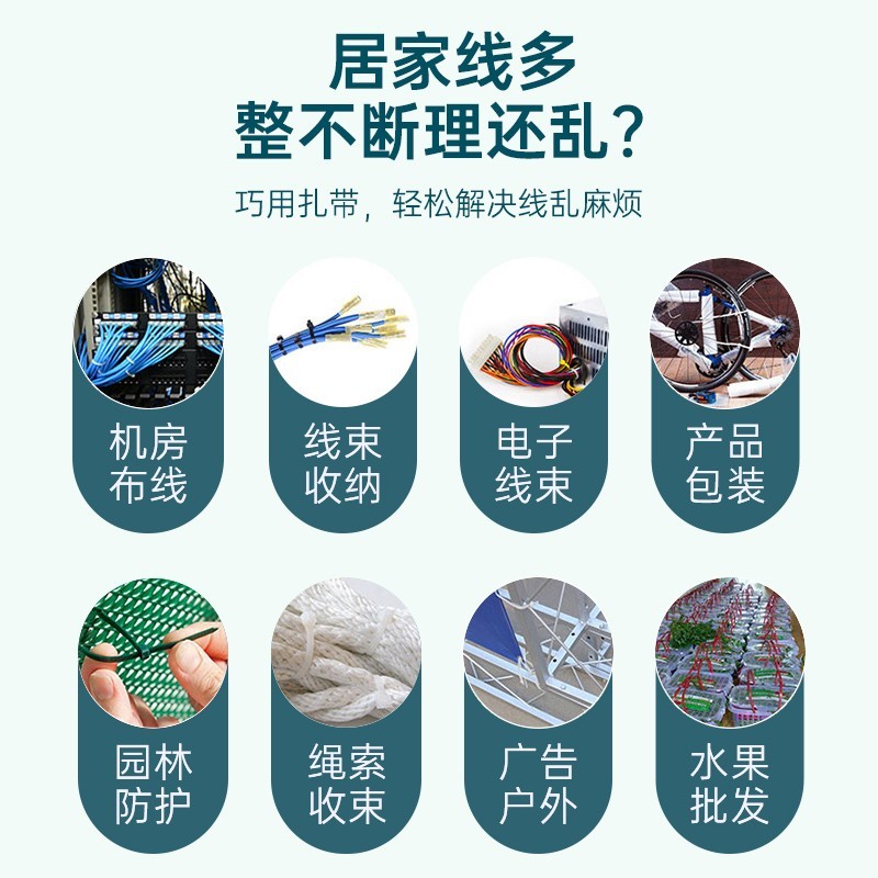 山泽 HZD-12自锁式尼龙扎带小号2.5*100mm 电脑主机装机 园艺 线缆桌面理线束线捆扎绑带 黑色 100根/包 - 图3