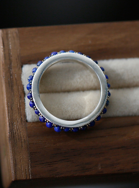 S925纯银天然青金石戒指指环