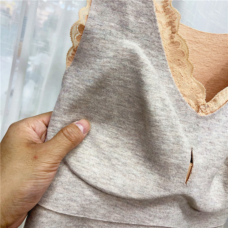 秋冬季4182蚕丝羊绒雪尼儿蕾丝聚拢带胸垫内搭德绒无痕保暖背心女,淘宝优惠券,粉丝福利购,淘宝优惠卷