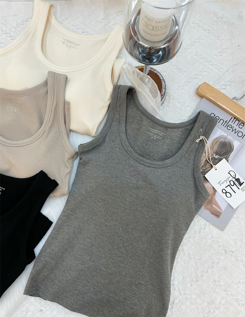 妃子纪8790早秋新款螺纹发热背心固定一体外穿显瘦遮副乳弹力上衣,淘宝优惠券,粉丝福利购,淘宝优惠卷