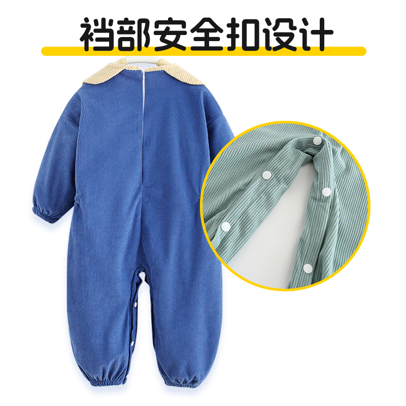 婴儿秋冬衣服宝宝爬爬服一体式罩衣外穿玩耍防脏耐磨外出服连体衣 - 图2