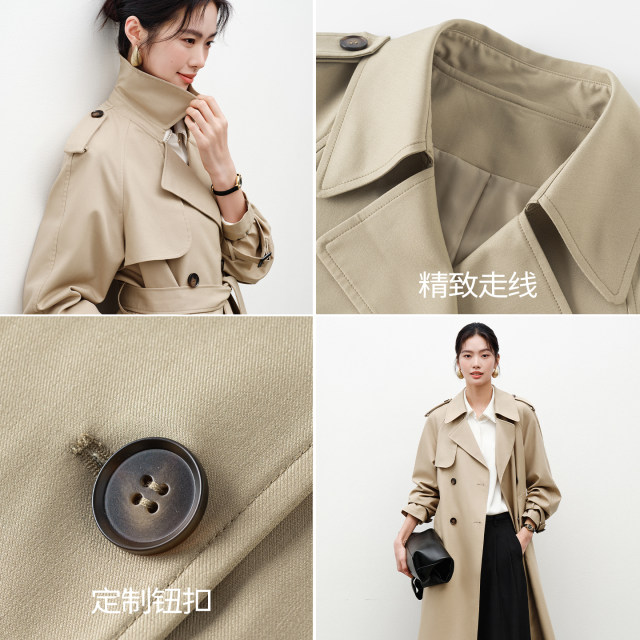 Yixiangliying ບໍ່ມີທາດເຫຼັກ windbreaker ຕ້ານ wrinkle ສໍາລັບແມ່ຍິງຄວາມຍາວກາງ