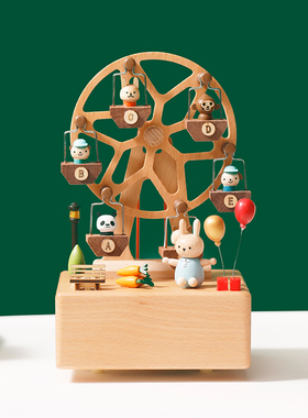 木质旋转摩天轮音乐盒八音盒
