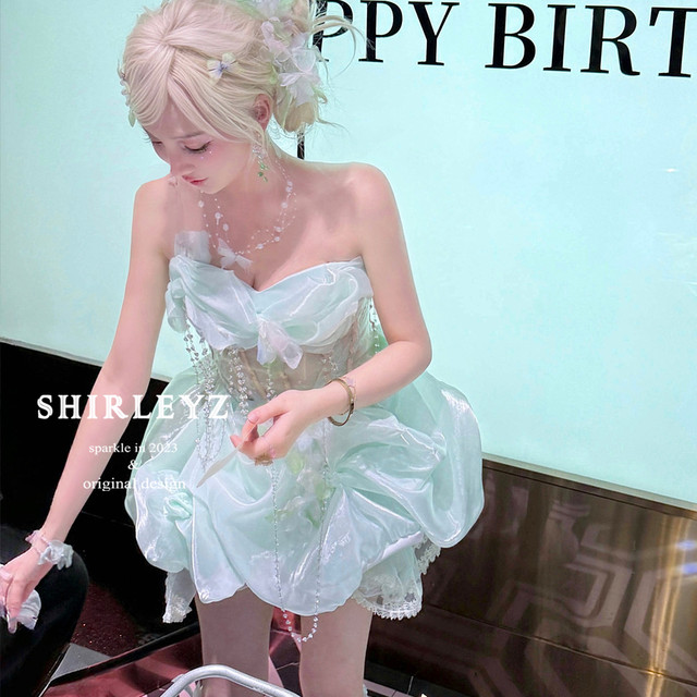 Snowy original French green tube top dress