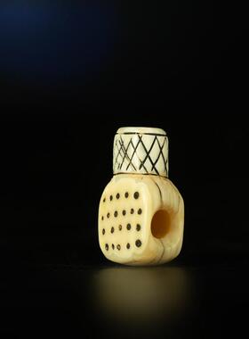 藏传老天珠绝美黄铜镶嵌佛珠