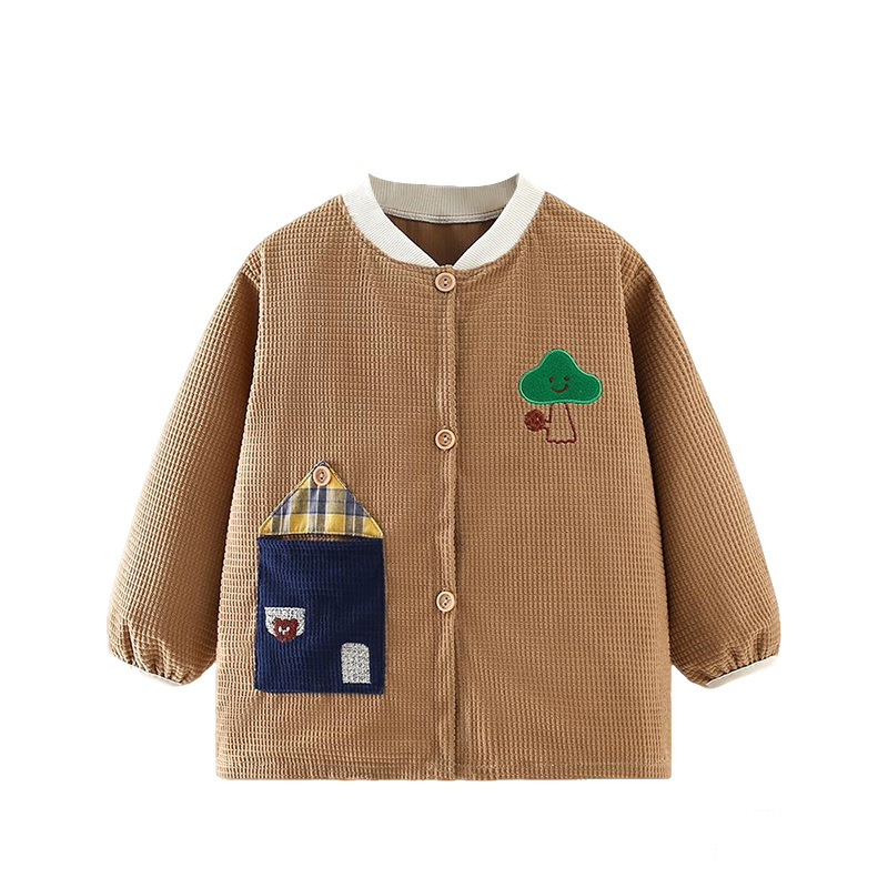 Children, babies, kindergarten eating smocks, autumn and winter waterproof bibs, reverse dressing rice pockets, wrapped bibs for boys