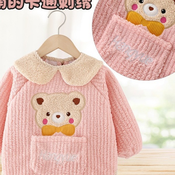 Baby coveralls 2023 new autumn and winter thickened children's eating bibs waterproof and anti-dirty aprons for outdoor wear and protection