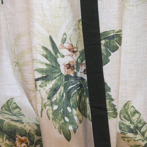 北欧植物美式复古提拉帘厨房卫生间橱窗隔断系带成品窗帘遮光穿杆 - 图1