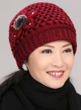 中老年帽子女冬季老人保暖奶奶帽