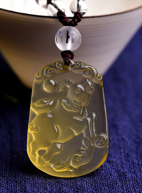 2026年天然黄水晶生肖鼠吊坠