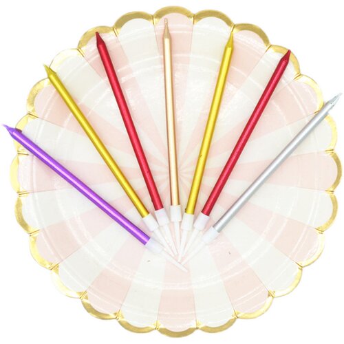 高品质生日蜡烛电镀细长婚礼生日快乐 珠光金色银色长杆铅笔蜡烛 - 图3