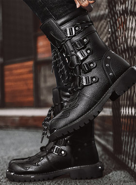 男士休闲时尚保暖马丁靴中筒皮靴