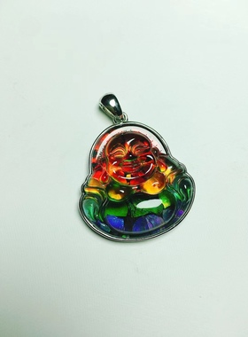 加拿大斑彩石佛公吊坠