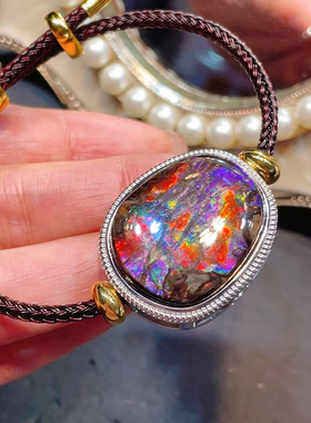 天然加拿大斑彩石手链吊坠两用款