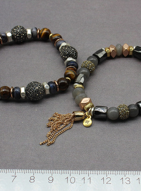 女石头水钻欧美复古质感手链