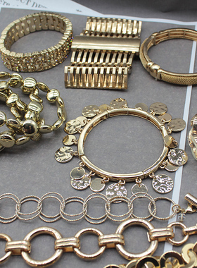 出口欧美y单超美金色女合集手链