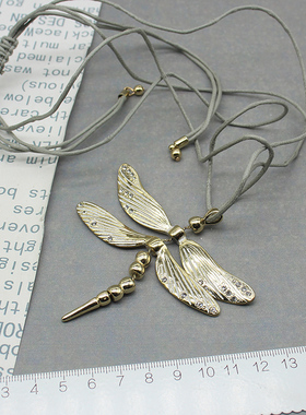 长款项链毛衣链石头珠珠蜻蜓