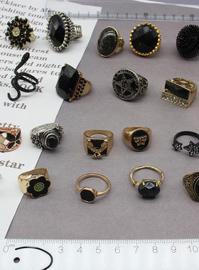 女欧美黑色系戒指指环