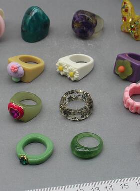 亚克力女欧美戒指花蘑菇