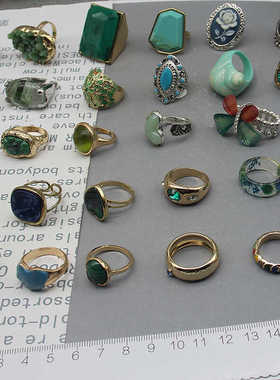 小众设计戒指无合金绿色系百搭女