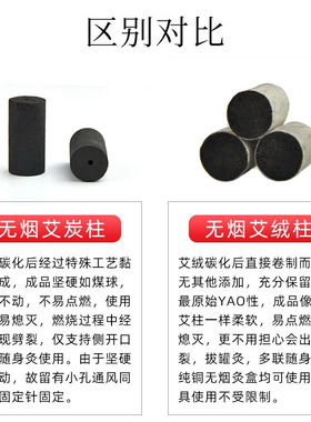无烟艾柱碳化艾绒柱家用宫寒黑色艾灸条美容院悬灸艾草条段随身灸