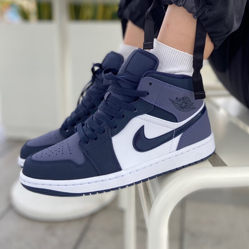 Nike/耐克正品Air Jordan1 Mid AJ1男子耐磨运动篮球鞋554724-445 - 图2