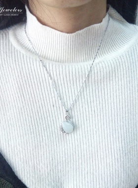 冰种小天鹅镶嵌翡翠水滴玉吊坠