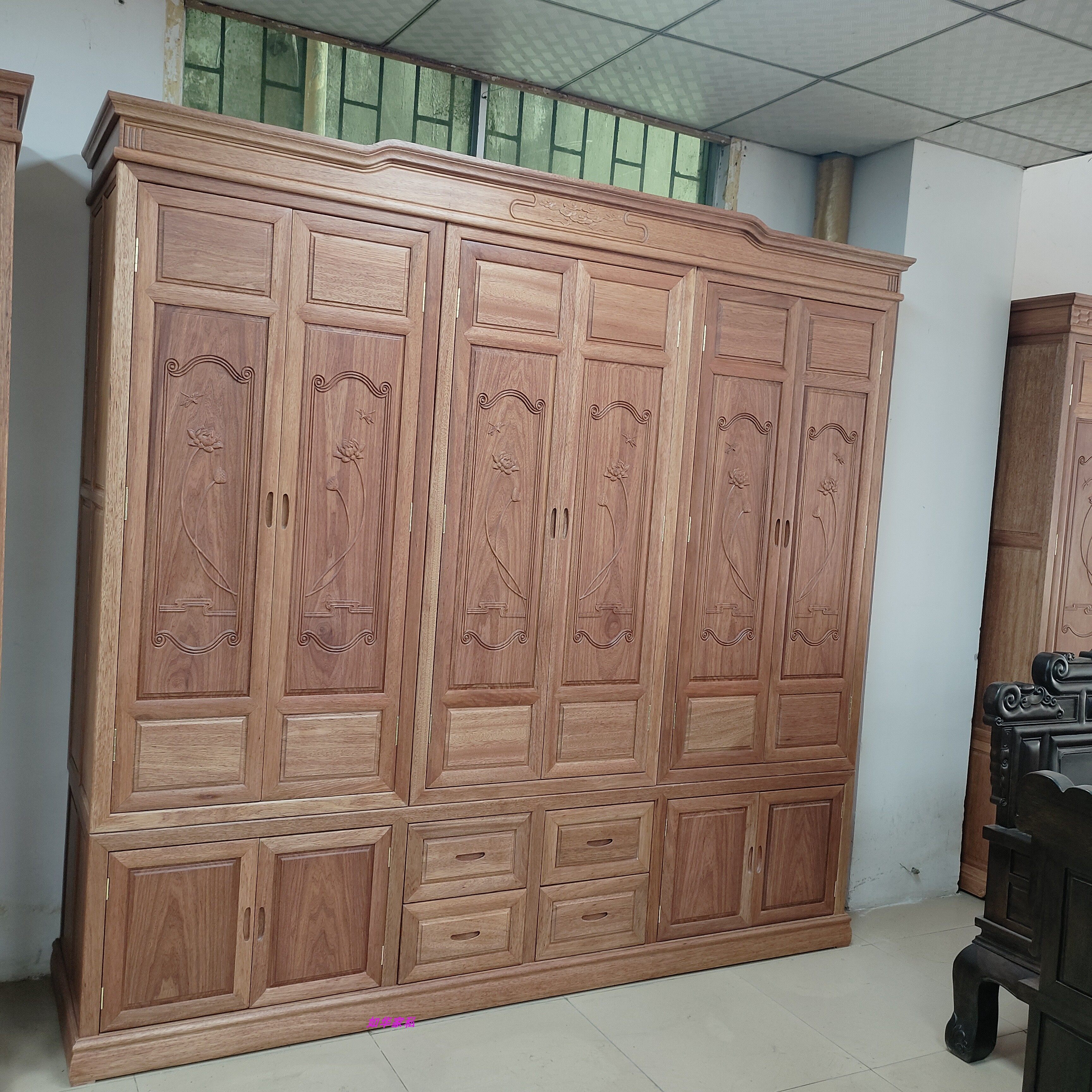 红木衣柜菠萝格木六门大柜打蜡无漆花梨木柜实木衣柜家用原木储物,淘宝优惠券,粉丝福利购,淘宝优惠卷