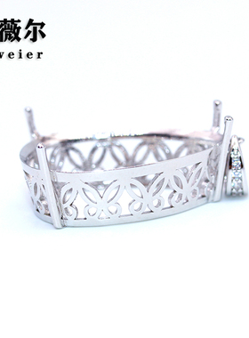 艾薇尔S925纯银吊坠空托简单四爪