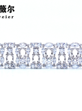 艾薇尔S925纯银手链空托精工奢华