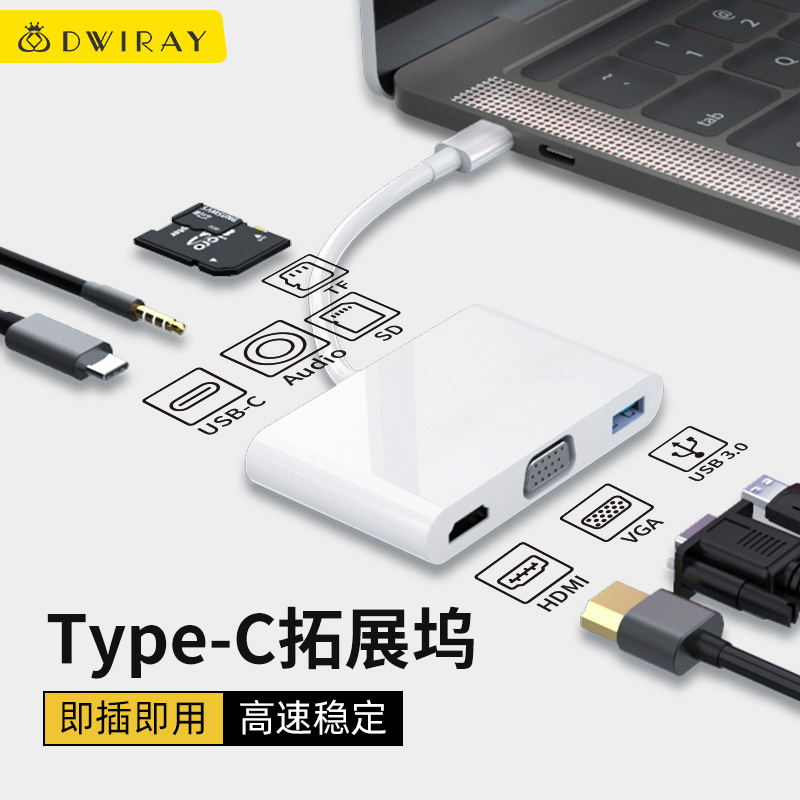 Type-c转换器USB转接头适用于苹果笔记本电脑macbook pro air拓展坞HDMI网卡网线扩展坞网口电视转接口扩展器