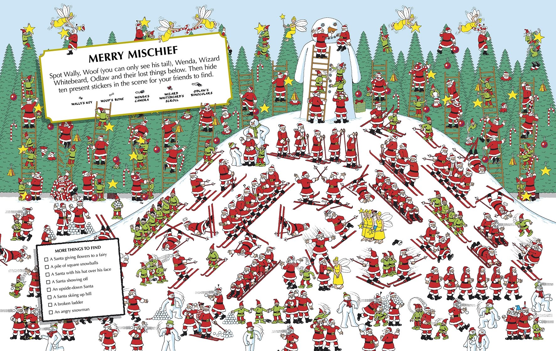 英文原版 寻找威利系列 儿童圣诞节日主题活动贴纸书 特价清仓 Where's Wally Santa Spectacular Sticker Activity Book