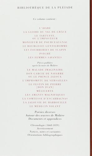 七星文库莫里哀400周年纪念套装作品全集：卷1卷2 MOLIÈRE:Œuvres complètes I, II 1622-1673法文原版法语-图3