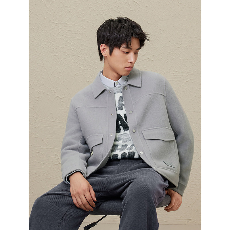 GXG男装 多色高雅通勤翻领短大衣 冬季热销GEX10629414