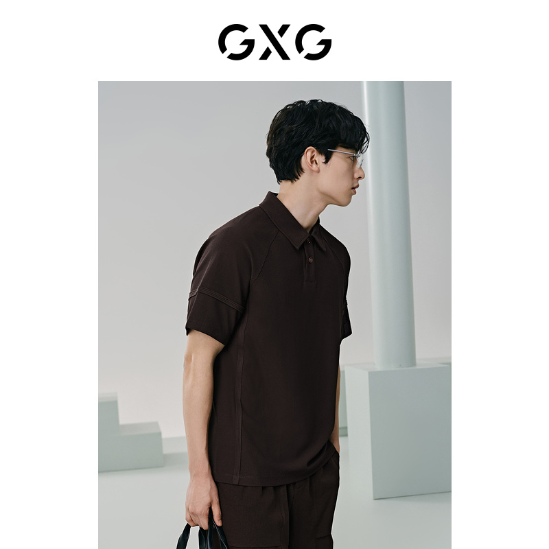 【速干】GXG男装休闲男士polo衫短袖分割线设计poloT恤 24夏新品-图2