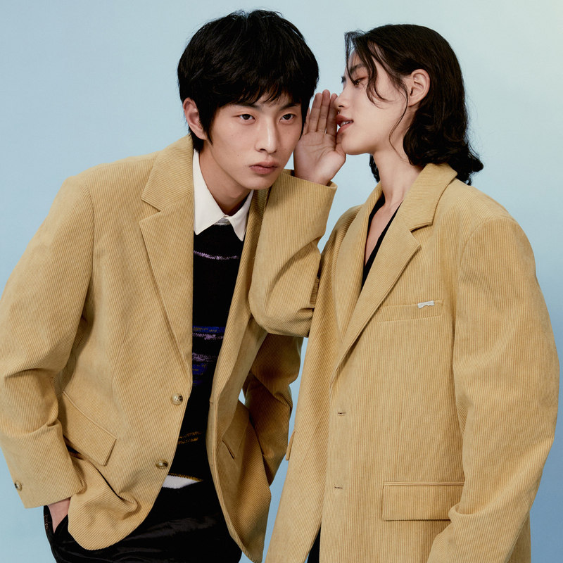 【新款】GXG男装 廓形卡其色灯芯绒休闲单西外套 春季复古系列,淘宝优惠券,粉丝福利购,淘宝优惠卷