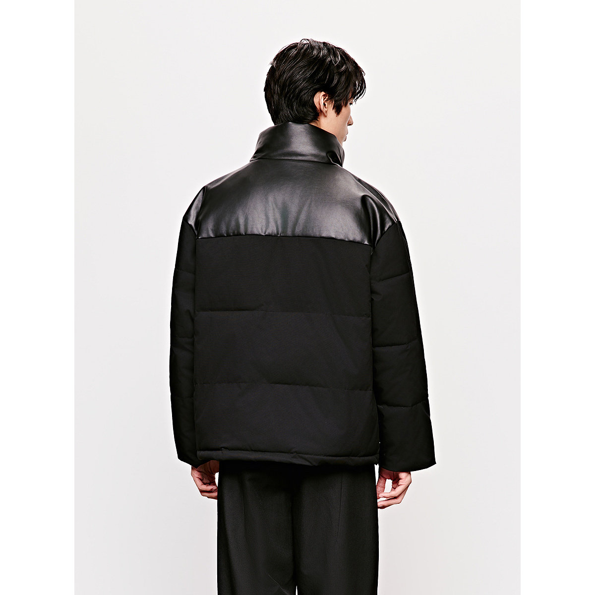 GXG男装 pu皮拼接立领棉服男潮流通勤加厚棉衣面包服外套冬季热销