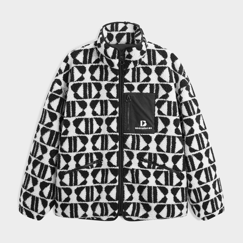 GXG男装 黑白提花仿羊羔毛夹克 冬季热销GEX12127674