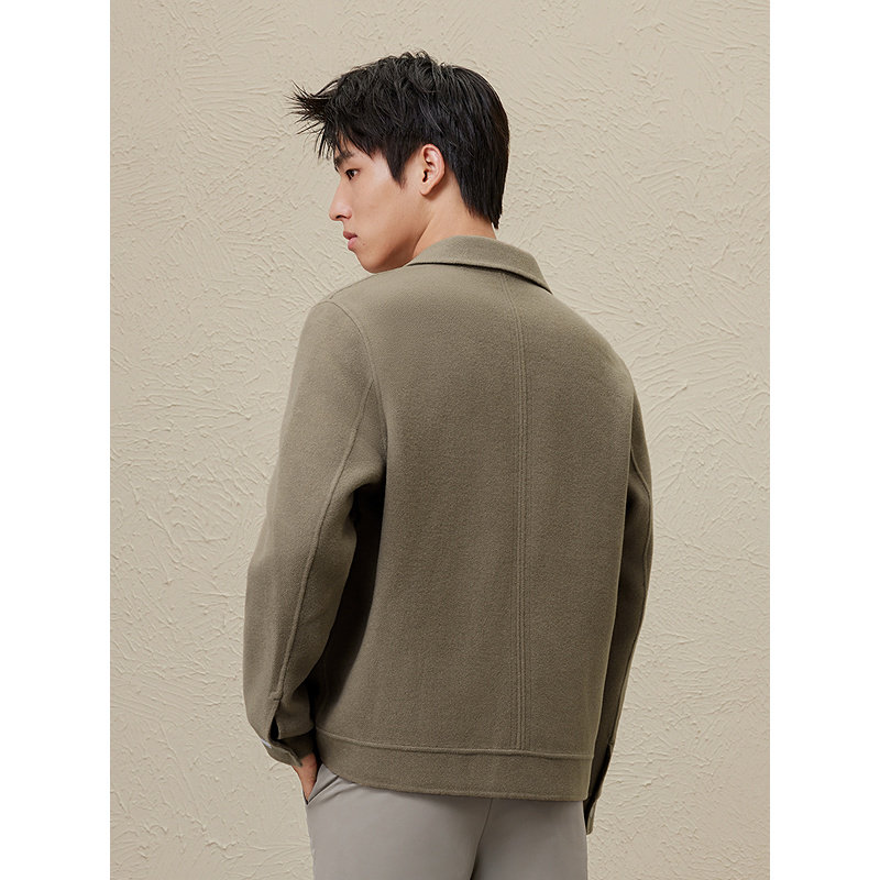 GXG男装 全羊毛卡其舒适轻盈通勤短呢大衣 2025冬季热销