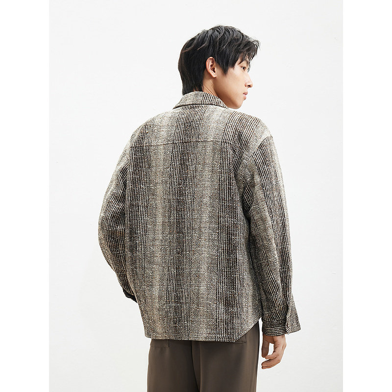 GXG男装  轻熟编织肌理感小香风外套翻领夹克  2025年秋冬热销