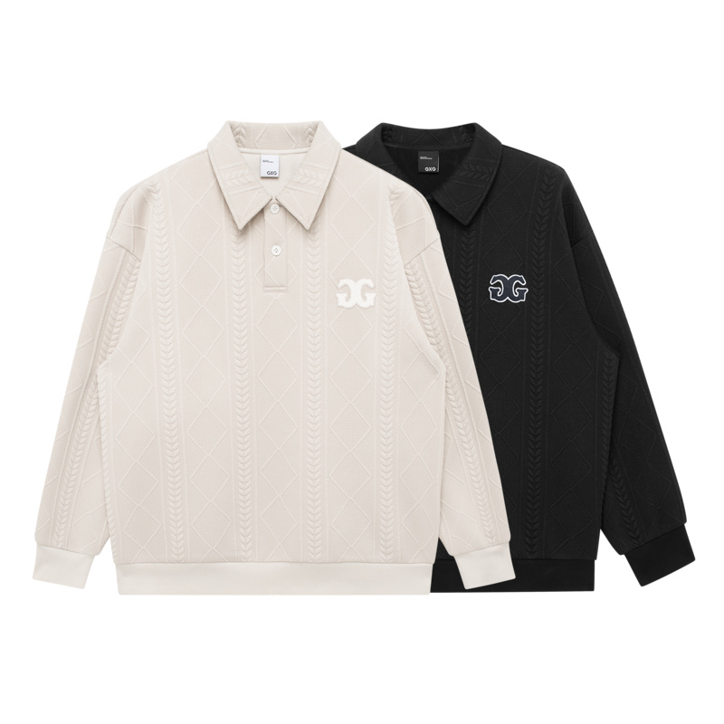 gxg男装双色中廓肌理翻领男士面料 GXG卫衣