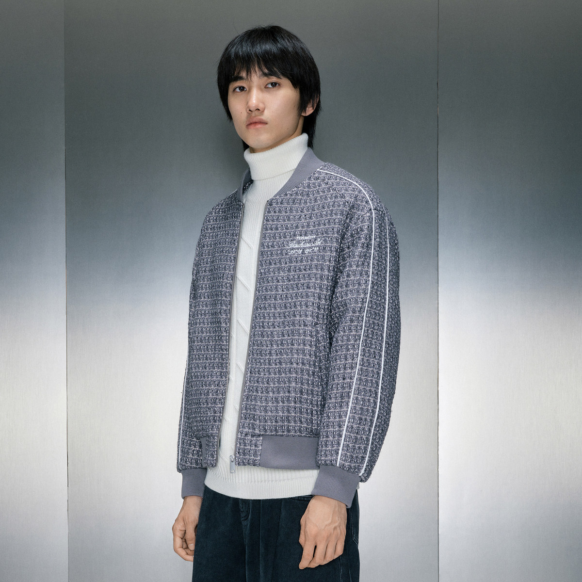 GXG男装 银色小香风棒球领夹克 冬季热销GEX12129444