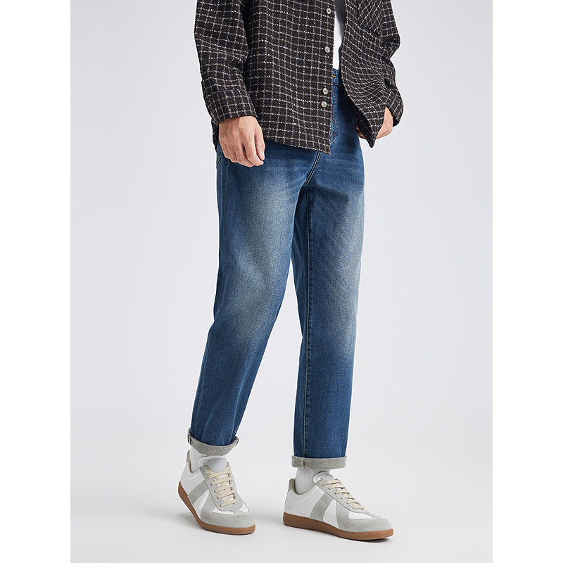 GXG男装  时髦水洗蓝宽松锥形直筒通勤时尚牛仔裤 秋冬热销